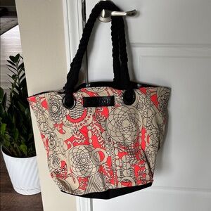 Floral Tote Bag - Black and Neon - Oversized - Carry All Bag